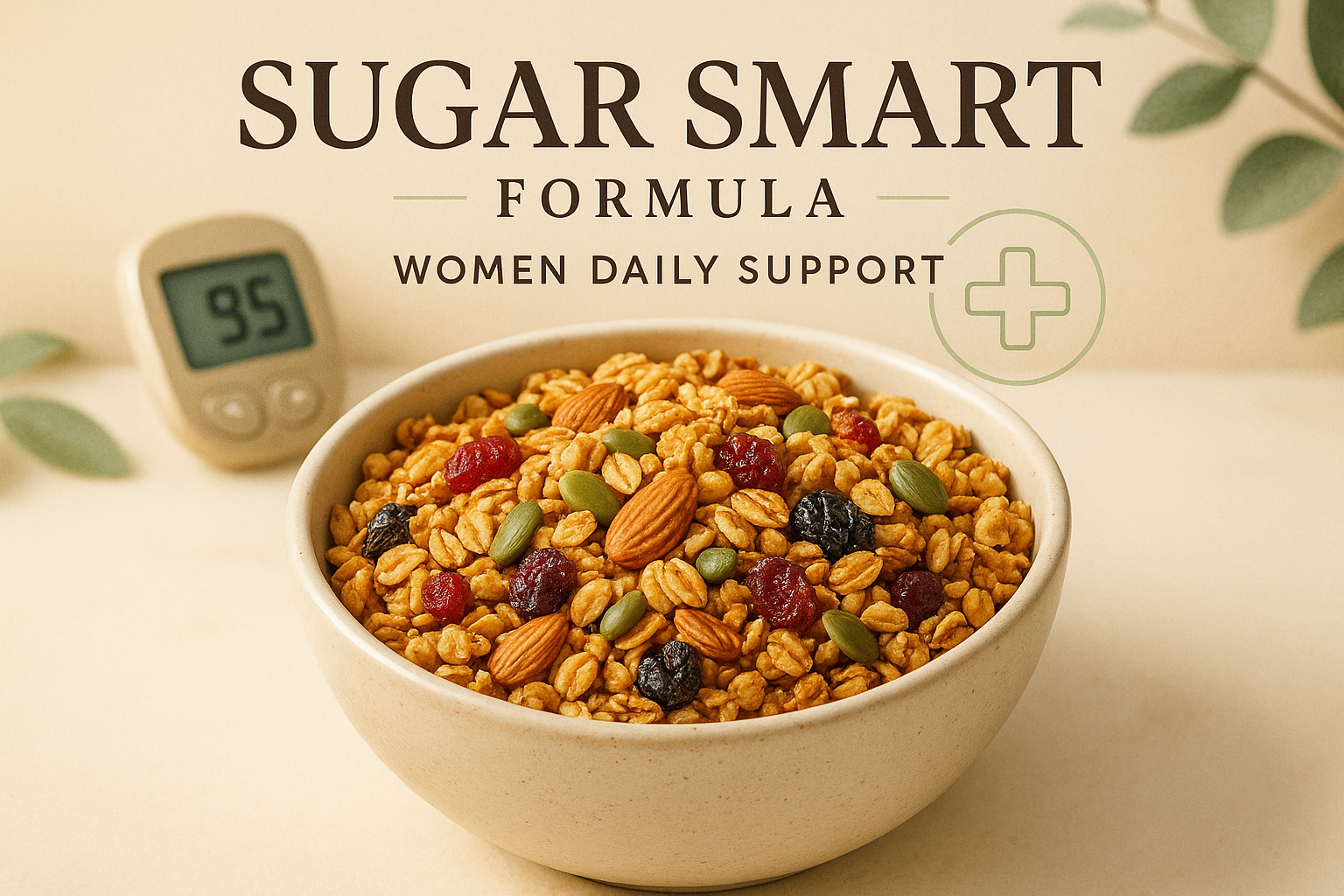 Granola – Women Daily Support 
Designed for wellness and balance, our Sugar Smart Formula combines low-GI ingredients and natural fibers to help manage glucose levels.
Perfect for diabetics and health-conscious eaters seeking steady energy without compromise.